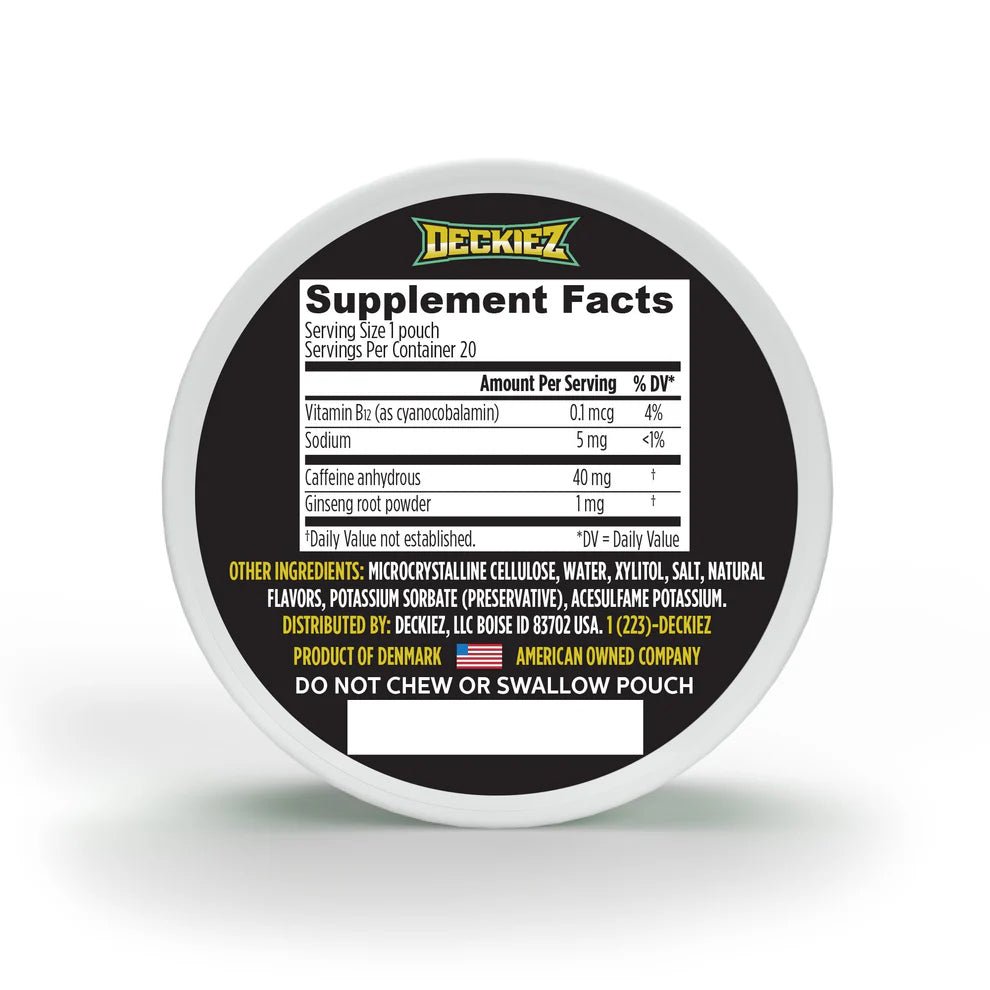 Deckiez Wintergreen Flavored Caffeine Pouches - Lip Pillow Inc.